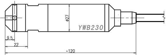 YWB230投入式液位变送器外形详细尺寸CAD图