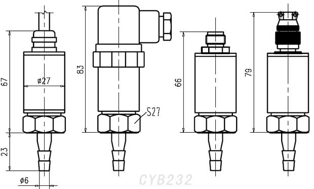 CYB232微压变送器外形尺寸CAD图